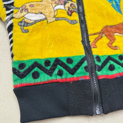 90s Kids Infant Vintage Handmade Lion King Towel Fabric Zip Up Jacket / 12m 18m 24m