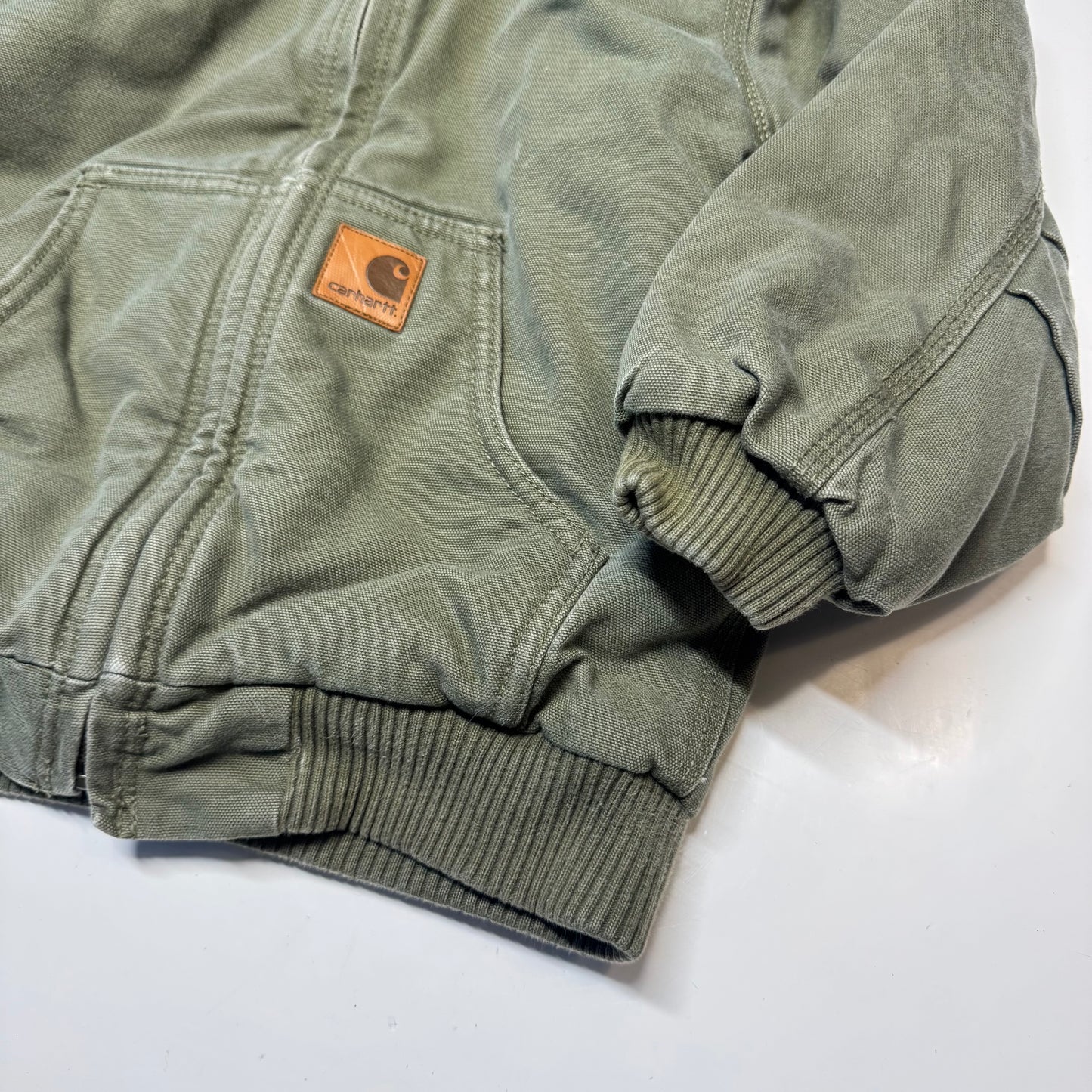 2000s Kids Army Green Active Carhartt Hooded Thick Jacket  7Y