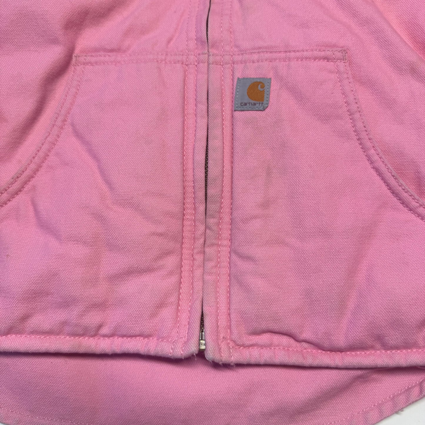 2000s Kids Vintage Pink Carhartt Zip Hooded Fleece Lined Jacket XS 6Y