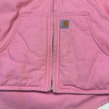 2000s Kids Vintage Pink Carhartt Zip Hooded Fleece Lined Jacket XS 6Y