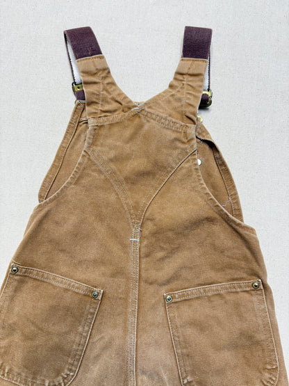 90s/2000 Kids Toddler Vintage Carhartt Canvas Double Knee Bib Light Brown Overall / 4T 5T 6y