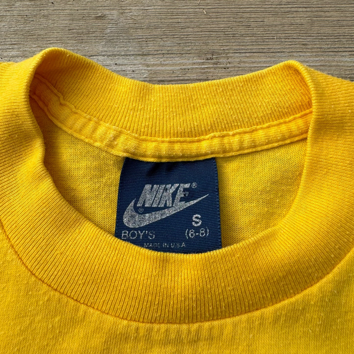 80s Kids Nike Yellow Beaverton Oregon T-Shirt S 6/8Y