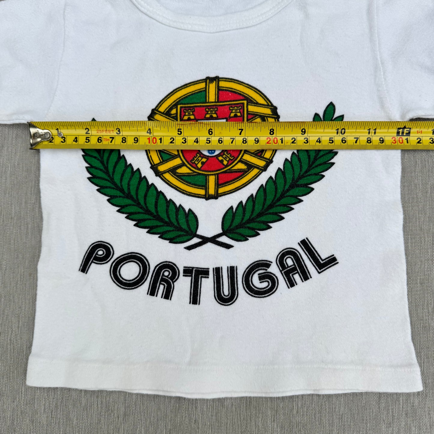 70s Kids Toddler Vintage Portugal Coat of Arms Print Souvenir Short Sleeve 100% Cotton T-Shirt 6Y Made in Portugal