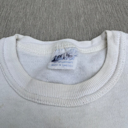 70s Kids Vintage Sweden Cute Print Design Off White Short Sleeve T-Shirt Made in Sweden 3Y 4Y 5Y