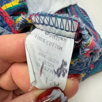 90s Kids Toddler Infant Vintage Baby B’Gosh Oshkosh Denim Car AOP Embroidery Print Overall /12m / Made in USA