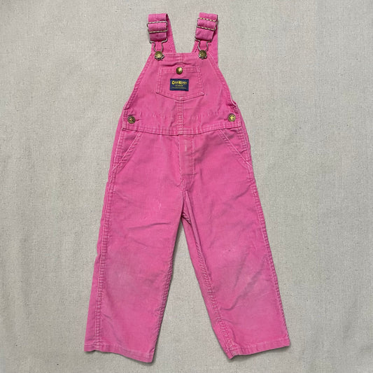 80s 90s Kids Toddler Vintage Oshkosh Bgosh Pink Corduroy Overall / 3T 4T