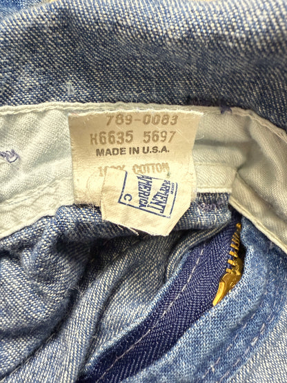 ASIS / 80s Kids Toddler Vintage Oshkosh Bgosh Stripe Pattern Denim Overall / 3T 4T / Made in USA