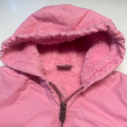 2000s Kids Vintage Pink Carhartt Zip Hooded Fleece Lined Jacket XS 6Y