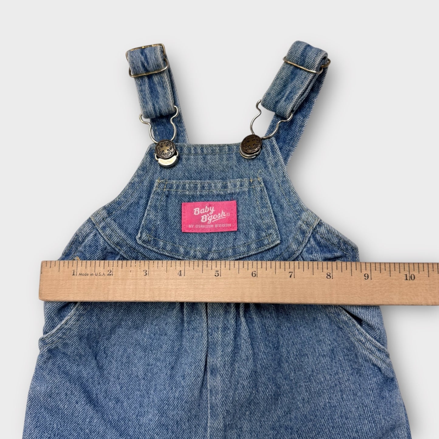 90s Baby Vintage Oshkosh Denim Overall Made in USA 12m Pink Label