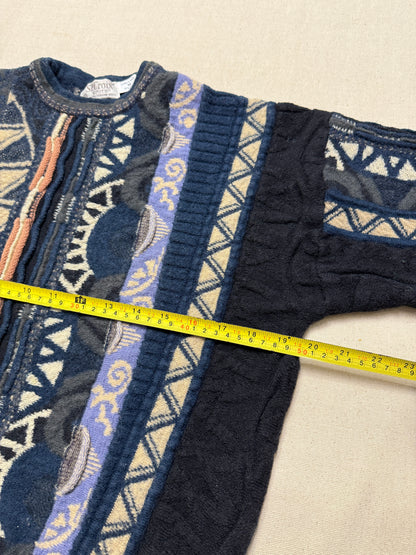 90s Kids Youth Vintage Coogi Style 100% Pure Wool Sweater / Made in USA / 7y 8y 9y