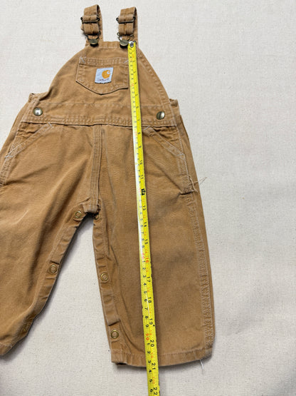 90s  Kids Infant Vintage Carhartt Canvas Bib Light Brown Overall / 9m 12m 18m