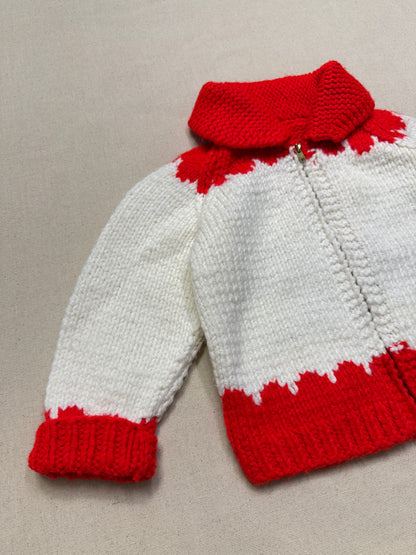 70s 80s Kids Toddler Vintage Carousel Embroidered Shawl Collar Talon Zipper Cowichan Sweater / 3T 4T 5T