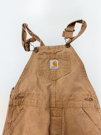 Kids Vintage Carhartt Faded Light Brown Overall Double Knees 6Y 7Y