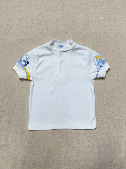 90s Kids Toddler Vintage Oshkosh Bgosh Surf Dog White Tshirt Top / 2T 3T / Made in USA