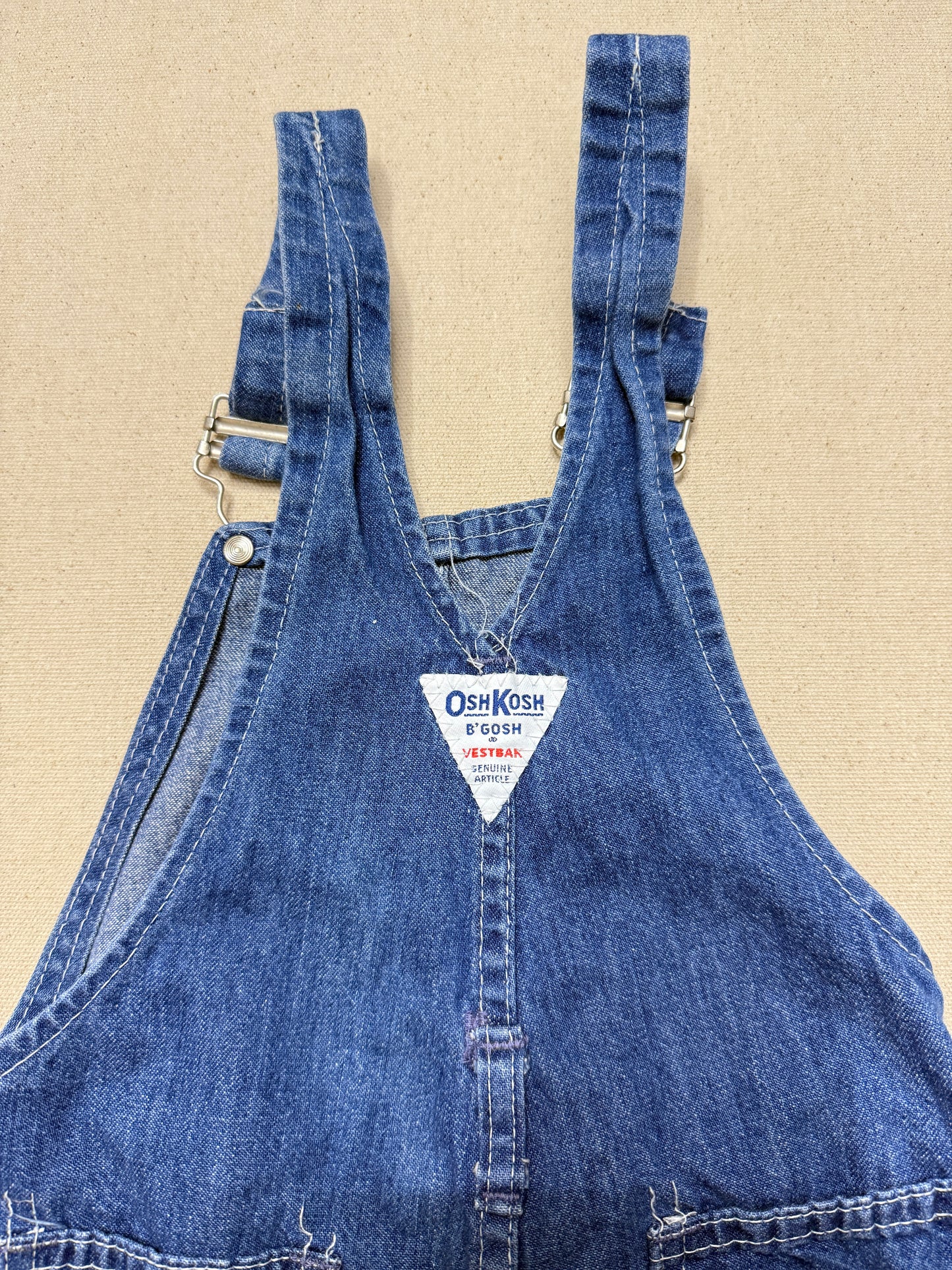 ASIS / 80s Kids Toddler Vintage Oshkosh Bgosh Stripe Pattern Denim Overall / 3T 4T / Made in USA