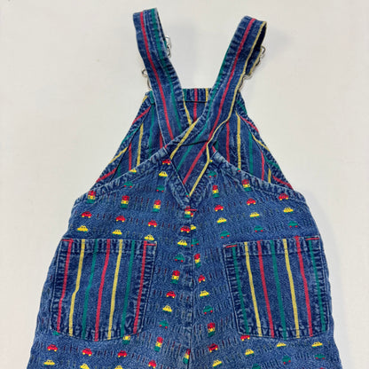 90s Kids Toddler Infant Vintage Baby B’Gosh Oshkosh Denim Car AOP Embroidery Print Overall /12m / Made in USA
