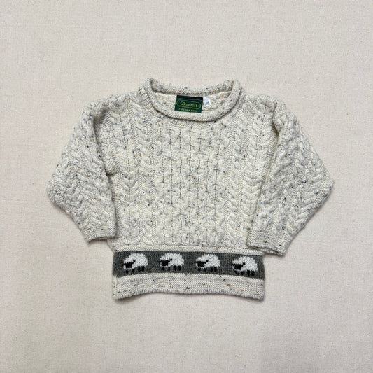 90s Kids Toddler Vintage Sheep Pattern Glencroft Pure Wool irish Fisherman Knit Sweater / 2T 3T