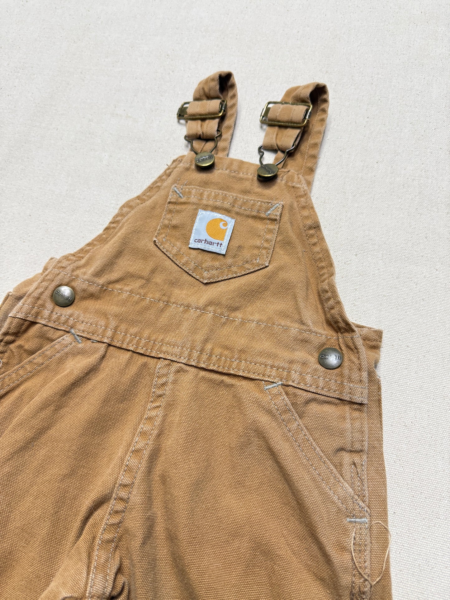 2002 Kids Infant Baby Vintage Carhartt Canvas Bib Light Brown Overall / 6m 9m 12m