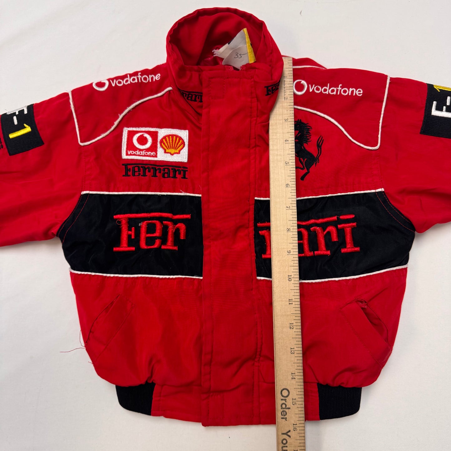 Kids Ferrari Big Back Logo Racing Red Zip Jacket With Patches XS 3Y 4Y 5Y