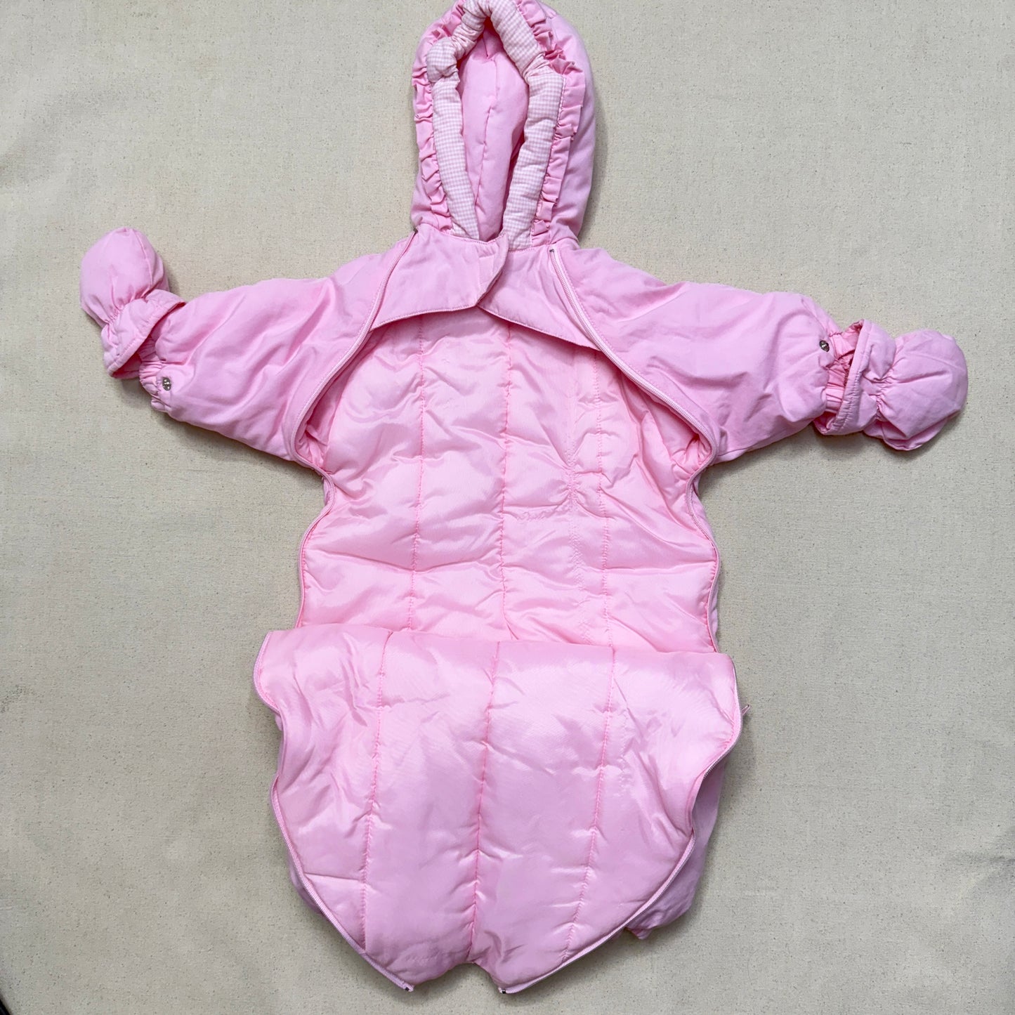 Y2K Kids Infant Vintage Disney Winnie the Pooh Double Zip Up Insulated Winter Suits with Mittens / 6m 9m 12m