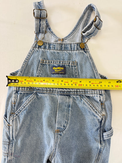 90s Kids Toddler Infant Vintage Oshkosh Bgosh Tshirt and Denim Overall 2pc Set / 12m 18m 24m / Made in USA set