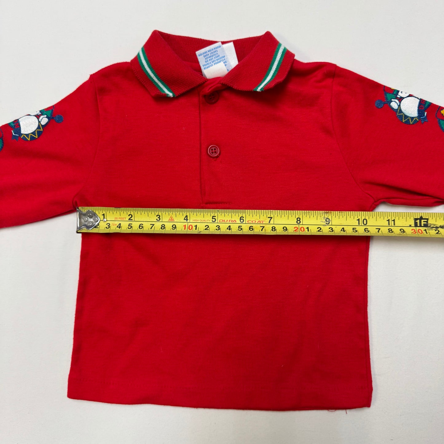 90s Kids Toddler Infant Vintage Baby B’Gosh Oshkosh Red Long Sleeve Holiday Print Sleeves //18m / Made in USA