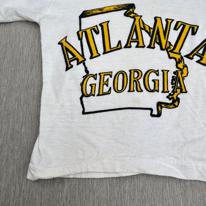 60s Kids Baby Vintage Atlanta Georgia Souvenir Single Stitch Short Sleeve T-Shirt 100% Cotton Off White  2T Made in USA