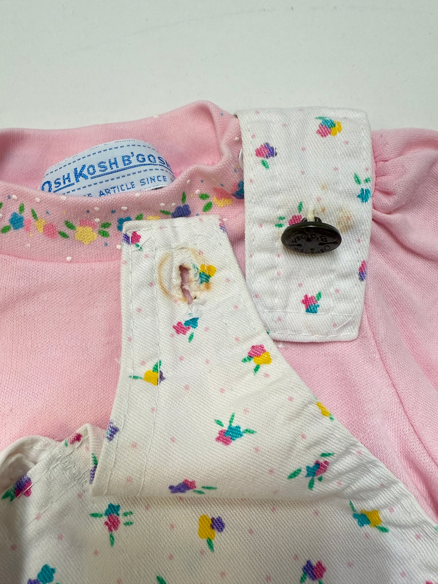 90s Kids Infant Baby Vintage Oshkosh Bgosh Floral AOP Longsleeve Shirt and Overall 2pc Set / 0m 3m / Made in USA