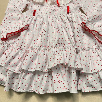 80s 90s Kids Toddler Vintage Martha's Miniatures Heart AOP Lace Raffle Volume dress / 5y 6y 7y