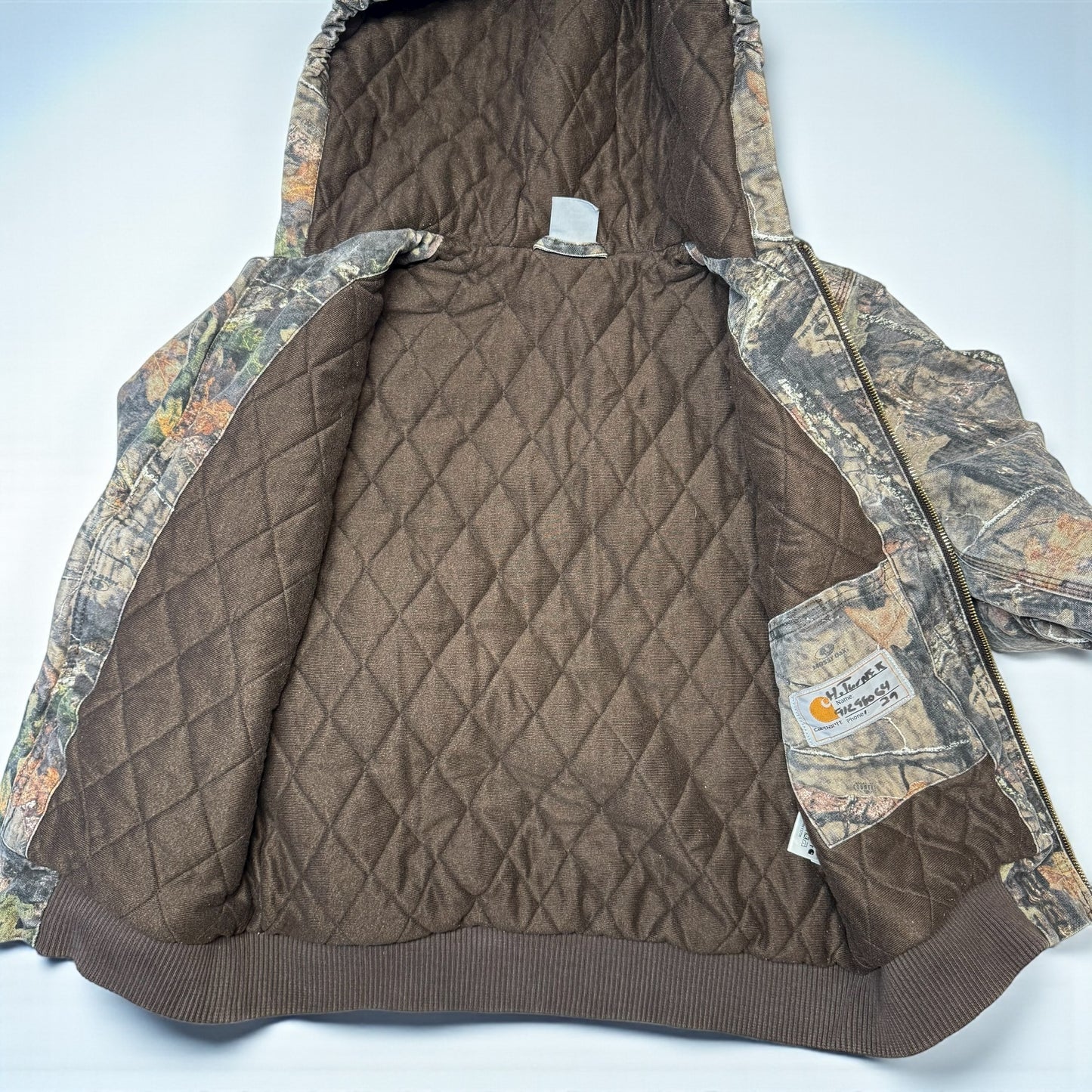 2000s Kids Youth Vintage Carhartt Camo Mossy Oak Hooded Active Lined Heavy Jacket M / 10Y 11Y 12Y