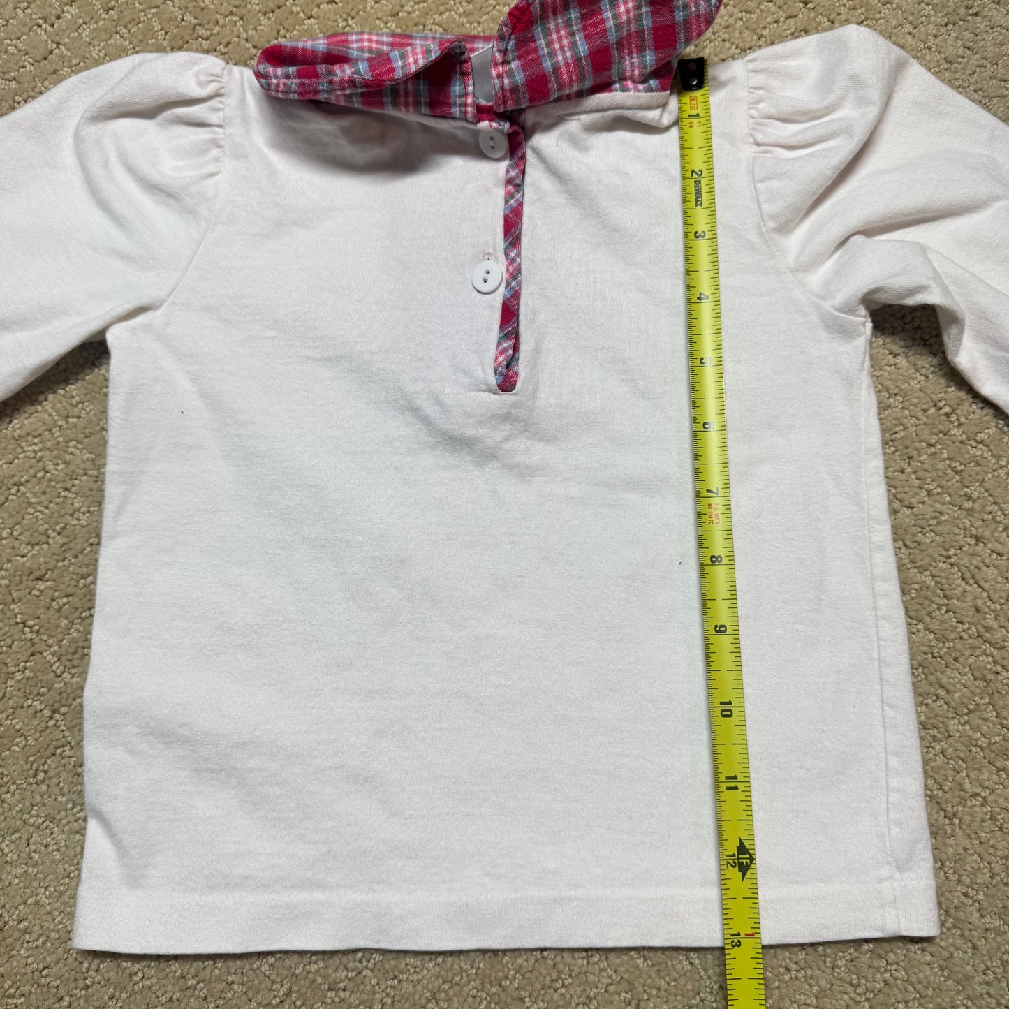 90s Kids Toddler Infant Vintage Baby B’Gosh Oshkosh 2 Piece Set Plaid Overall With Matching White Ruffle Long Sleeve /2T / Made in USA