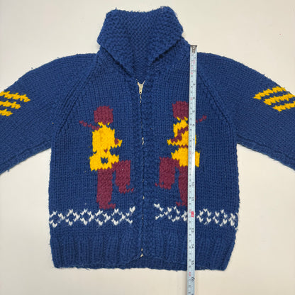 70s 80s Kids Toddler Vintage Royal Guard Embroidered Shawl Collar Cowichan Sweater 2Y 3Y 4Y