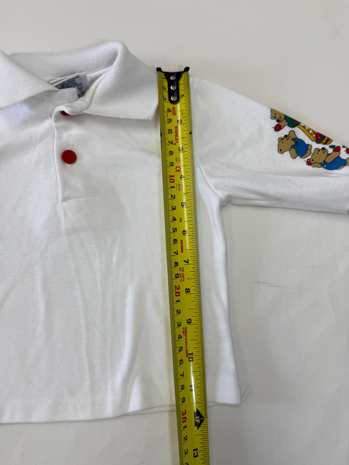 90s Kids Infant Baby Vintage Oshkosh Bgosh Denim Overall and Bears Print Longsleeve Polo Top 2pc Set / 3m 6m 9m / Made in USA