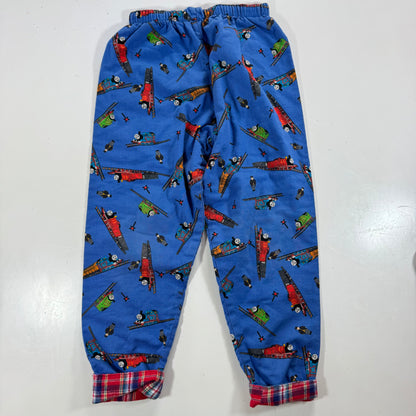1996 90s Kids Toddler Vintage Thomas The Tank Engine & Friends Plaid Lined Pant AOP Trains Reversible 4Y 5Y Made in USA