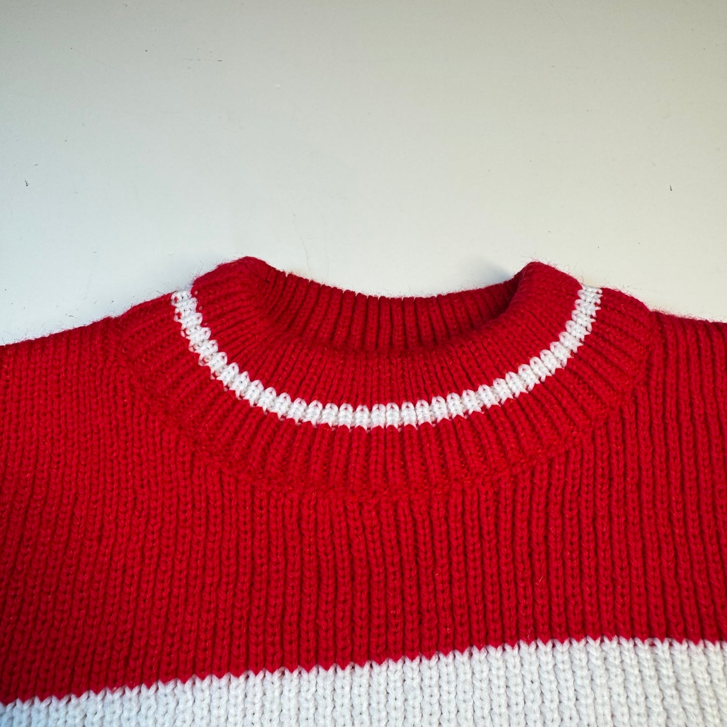 Vintage Kids Levi’s Striped Red White Navy Knit Pullover Sweater 4Y 5Y 6Y