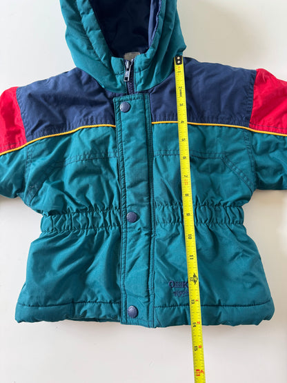 200s Kids Toddler Infant Vintage Baby B’Gosh Oshkosh Thick Multicolour Zip Hooded Jacket//12m/18m