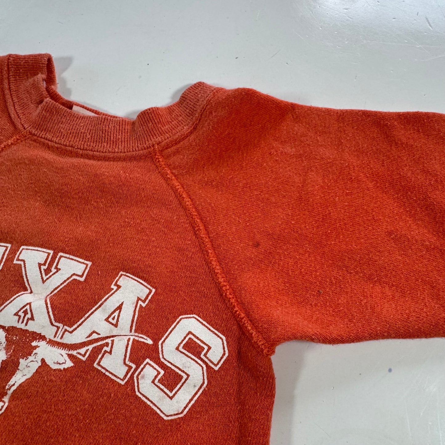60s 70s Kids Baby Vintage Texas Orange Crew Pullover Sweatshirt 12m 18m