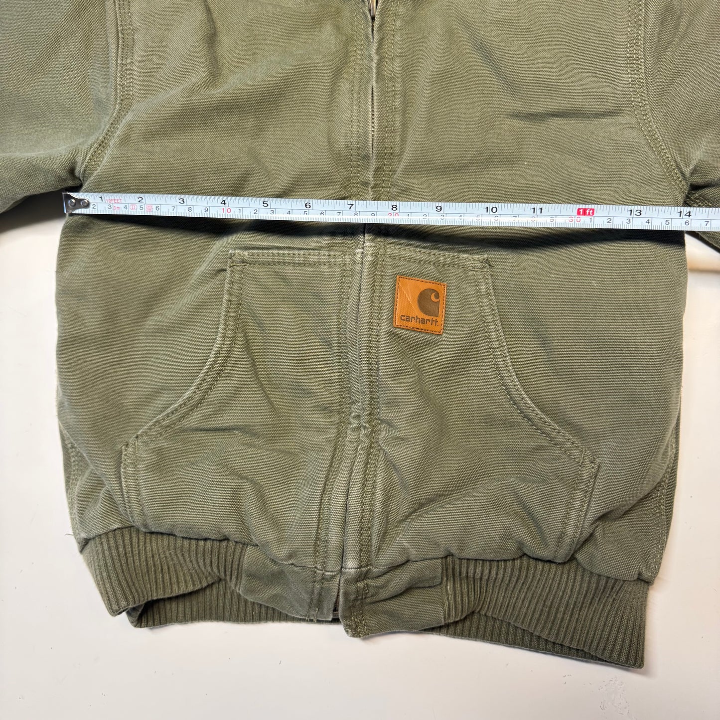 2000s Kids Army Green Active Carhartt Hooded Thick Jacket  7Y