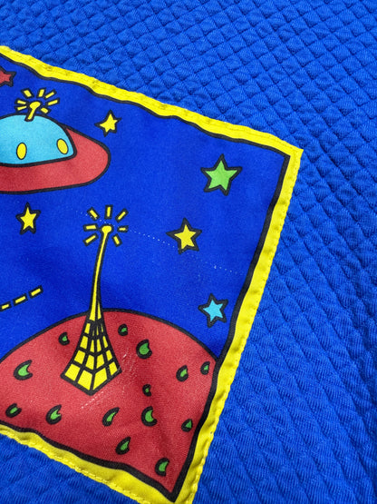 80s 90s Vintage Oshkosh Bgosh Galaxy UFO Multicolour Waffle Longsleeve Top / 3T 4T / Made in USA