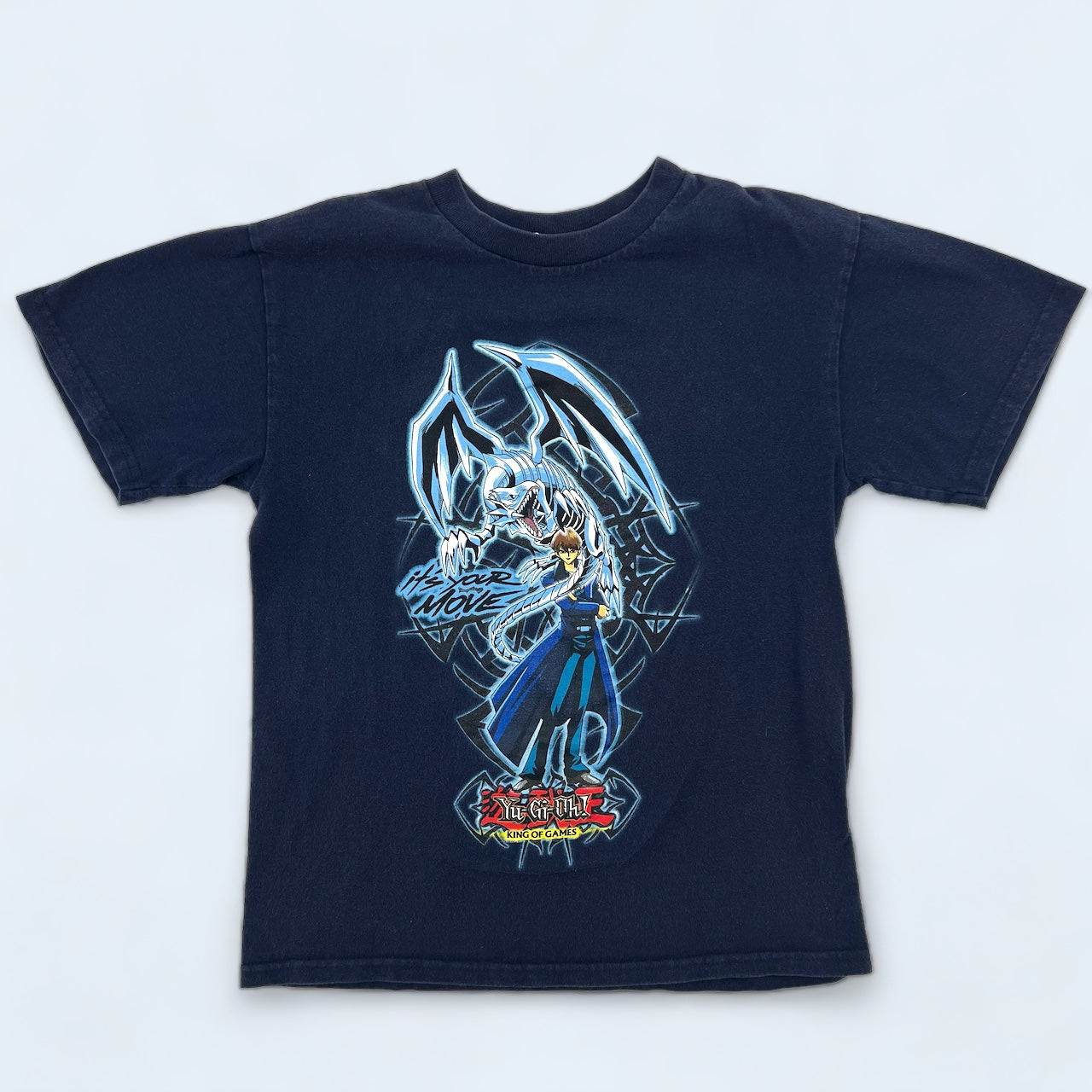 Y2K Kids Vintage Yu-Gi-Oh! King Of Games Navy T-shirt M(10-12Y)