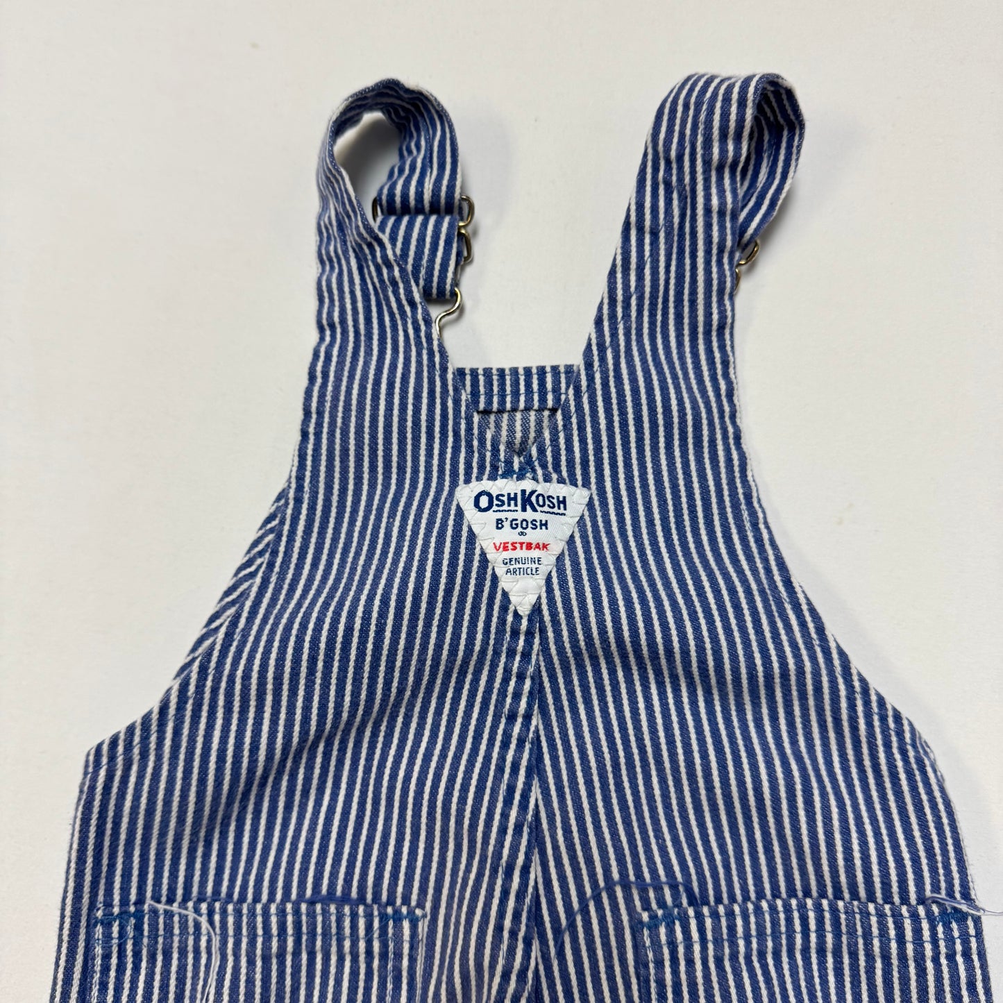 90s Kids Baby Vintage Oshkosh B’Gosh Lightweight Hickory Stripe  Denim Overall / 12m /