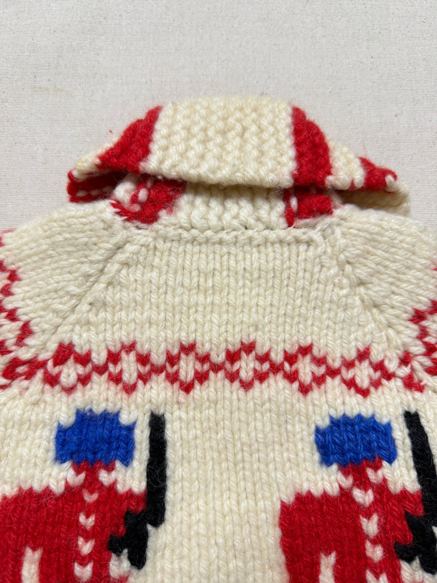 60s 70s Kids Toddler Vintage Guardsman Embroidered Shawl Collar Flash Zipper Lined Cowichan Sweater / 2T 3T