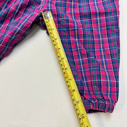 90s Kids Toddler Infant Vintage Baby B’Gosh Oshkosh Pink PurplePlaid Criss Cross Overall /18m / Made in USA