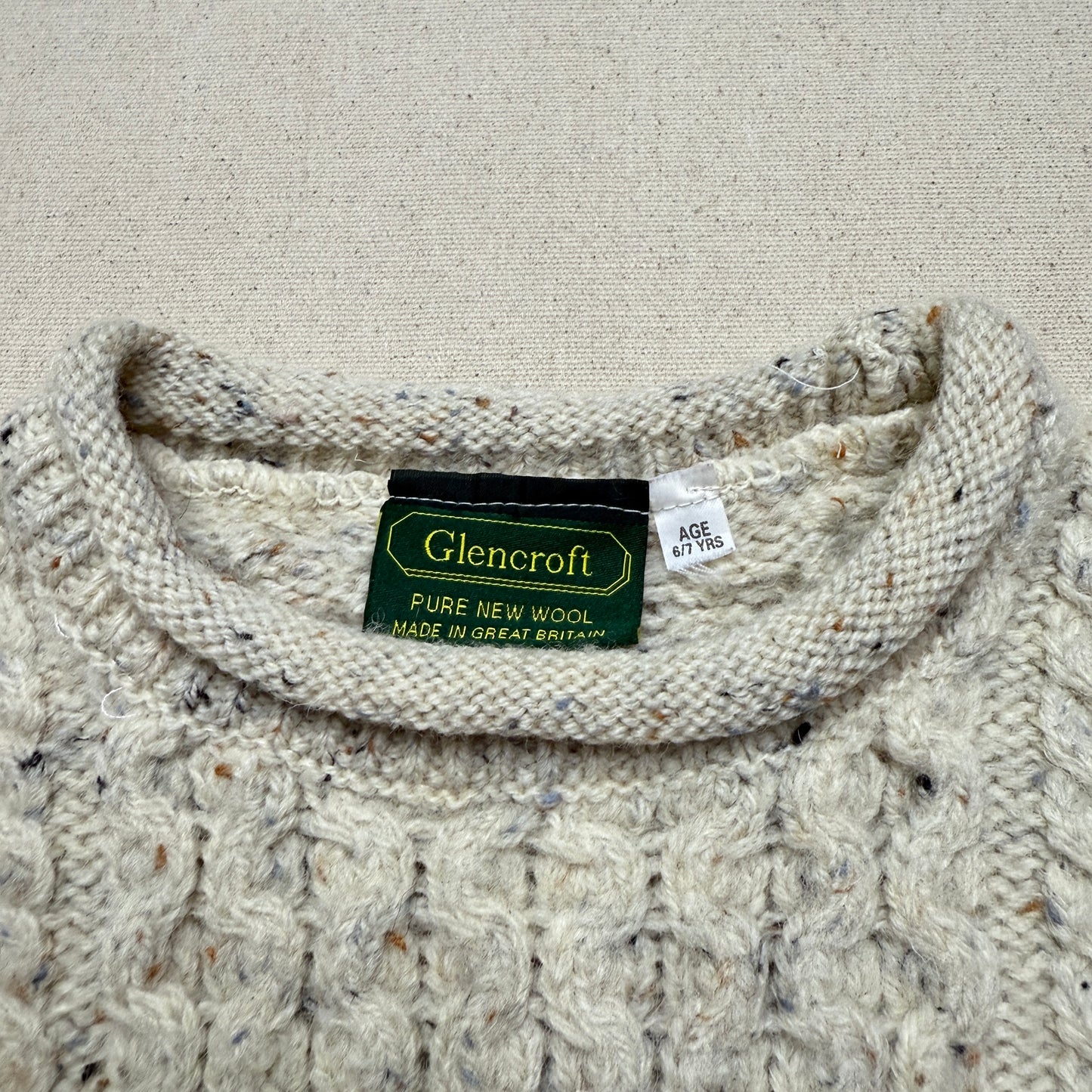 90s Kids Toddler Vintage Sheep Pattern Glencroft Pure Wool irish Fisherman Knit Sweater / 2T 3T