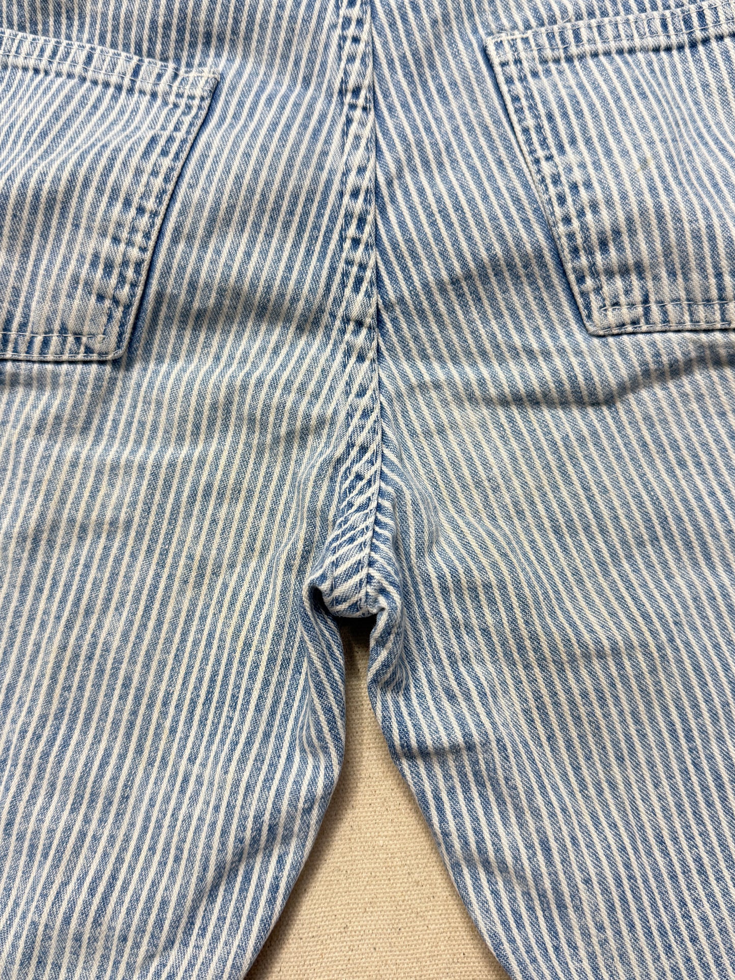 80s 90s Kids Vintage Oshkosh Bgosh Hickory Stripe Suspender Unique Design Slim Straight Overall / 4T 5T / Made in USA