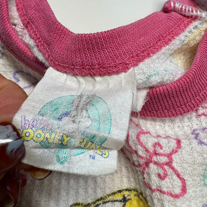 90s Kids Toddler Vintage Looney Tunes Tweety Bird Waffle Long Sleeve Pullover Shirt AOP 18m 2Y 3Y