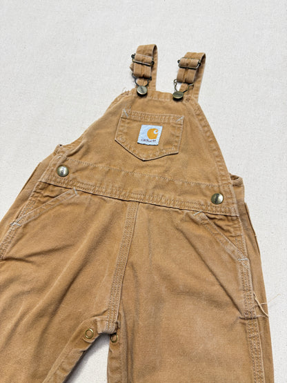 90s  Kids Infant Vintage Carhartt Canvas Bib Light Brown Overall / 9m 12m 18m