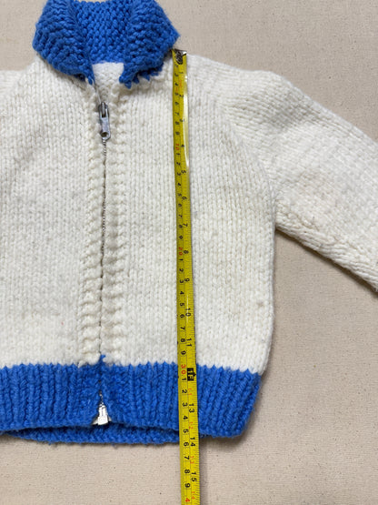 80s Kids Toddler Vintage Locomotive Engine Train Embroidered YKK Zipper Shawl Collar Cowichan Sweater / 2T 3T 4T