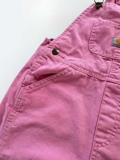 Kids Vintage Pink Carhartt 100% Cotton Fleece Plaid Lined Overalls 4T