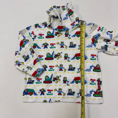 90s Kids Toddler Vintage Oshkosh Bgosh “ Mice at work” AOP Turtleneck Longsleeve Top / 2T/Made in USA